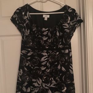 Loft short sleeve black paisley dress